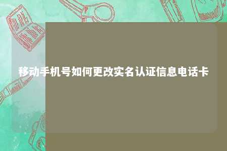 移下手机号怎样更改实名认证信息电话卡